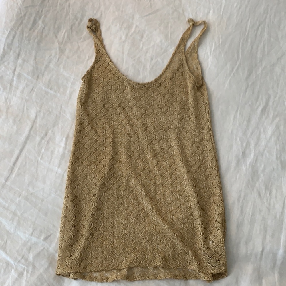 Free People beautiful gold strappy tank top